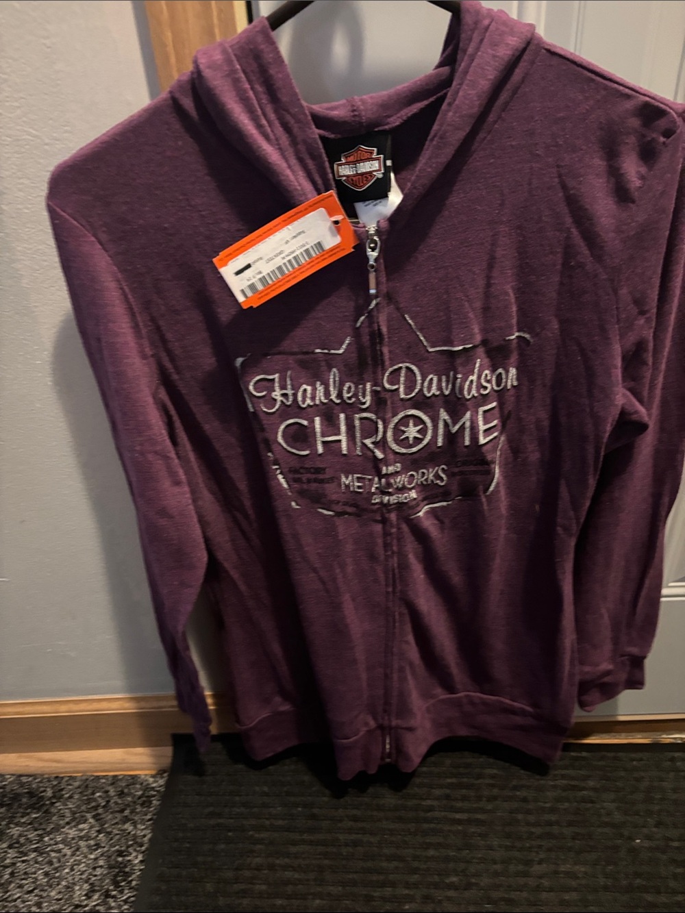 Harley-Davidson Plum Zip Hoodie with Silver Embroidered Logo